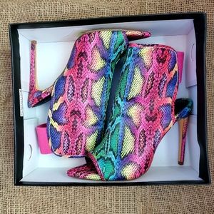 Multi color faux snake heels